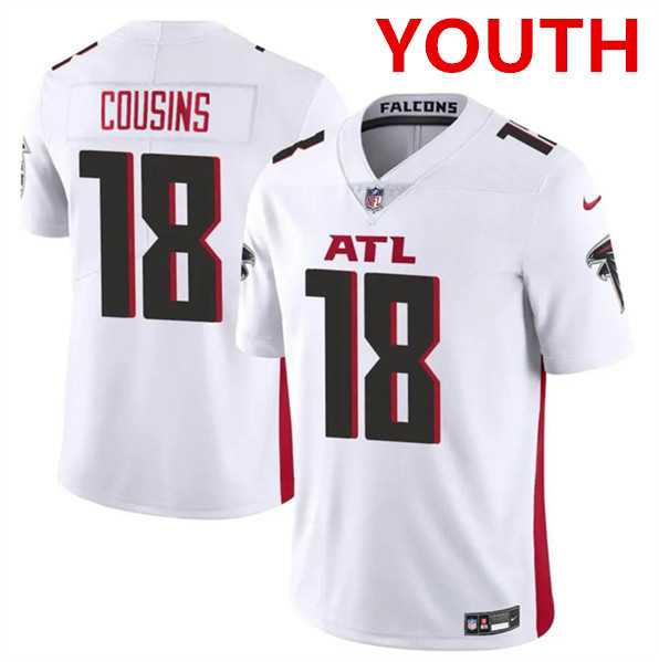 Youth Atlanta Falcons #18 Kirk Cousins White Vapor Untouchable Limited Stitched Jersey Dzhi->->Youth Jersey